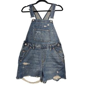 Wild Fable Denim Distressed Shortalls‎ Overalls Blue XS